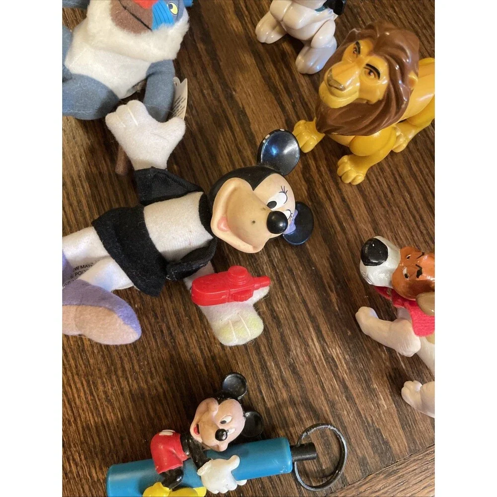 Vintage Figurines Disney Mickey Minnie Iago Mufasa Rafiki Lot Of 10 Figures